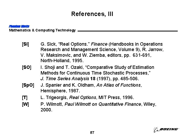 References, III Phantom Works Mathematics & Computing Technology [Si] [SO] [Sp. O] [T] [W]