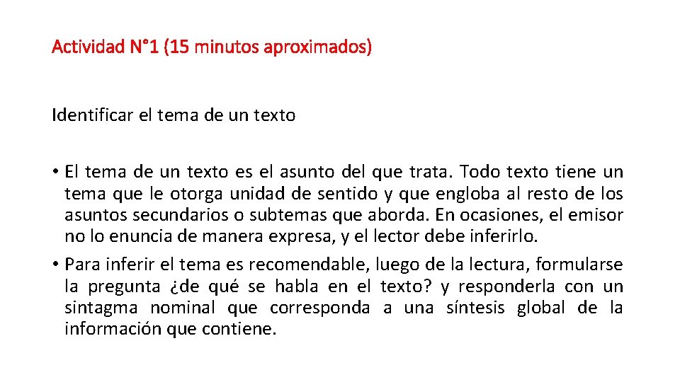 Estrategias de comprensin lectora Leg4 EMTPSUIdentificar el tema