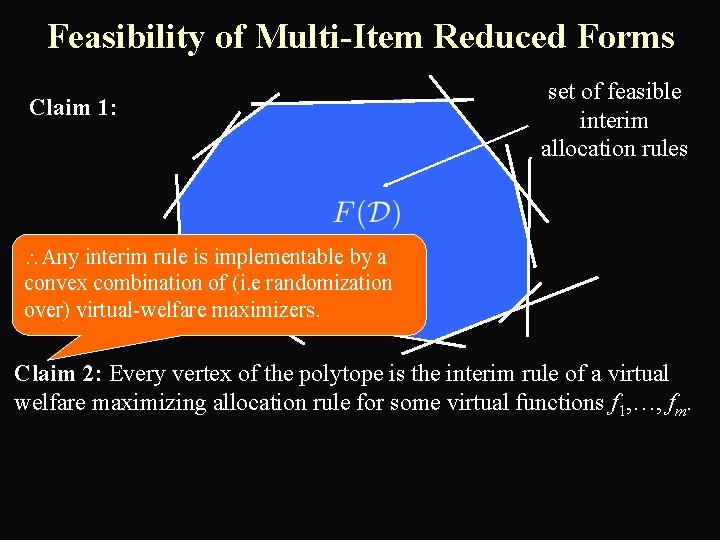 Feasibility of Multi-Item Reduced Forms Claim 1: set of feasible interim allocation rules Any