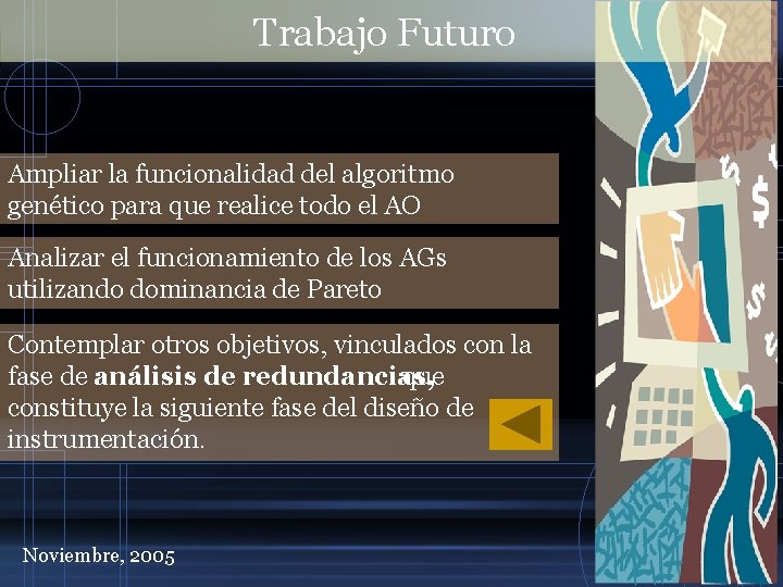 Trabajo Futuro Ampliar la funcionalidad del algoritmo genético para que realice todo el AO