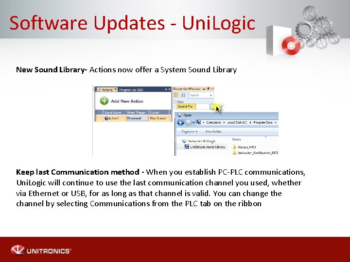 Software Updates - Uni. Logic New Sound Library- Actions now offer a System Sound