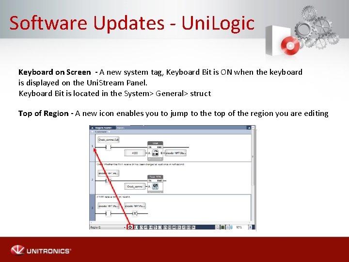 Software Updates - Uni. Logic Keyboard on Screen - A new system tag, Keyboard