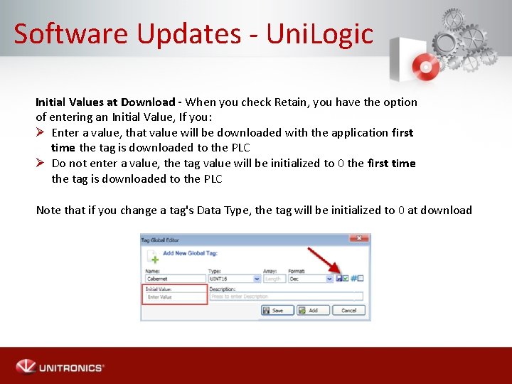 Software Updates - Uni. Logic Initial Values at Download - When you check Retain,