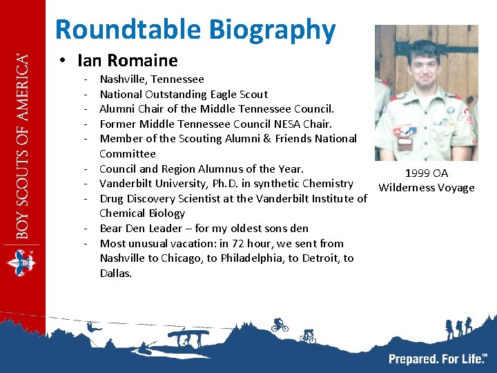 Roundtable Biography • Ian Romaine - Nashville, Tennessee National Outstanding Eagle Scout Alumni Chair