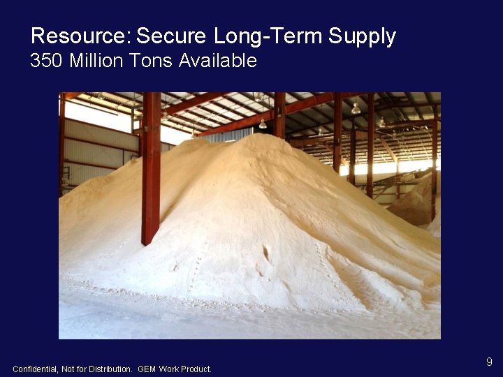 Resource: Secure Long-Term Supply 350 Million Tons Available Confidential, Not for Distribution. GEM Work Resource: Secure Long-Term Supply 350 Million Tons Available Confidential, Not for Distribution. GEM Work