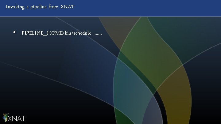 Invoking a pipeline from XNAT • PIPELINE_HOME/bin/schedule. . . 