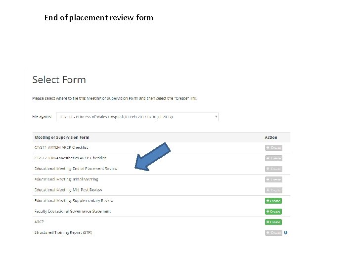 End of placement review form 