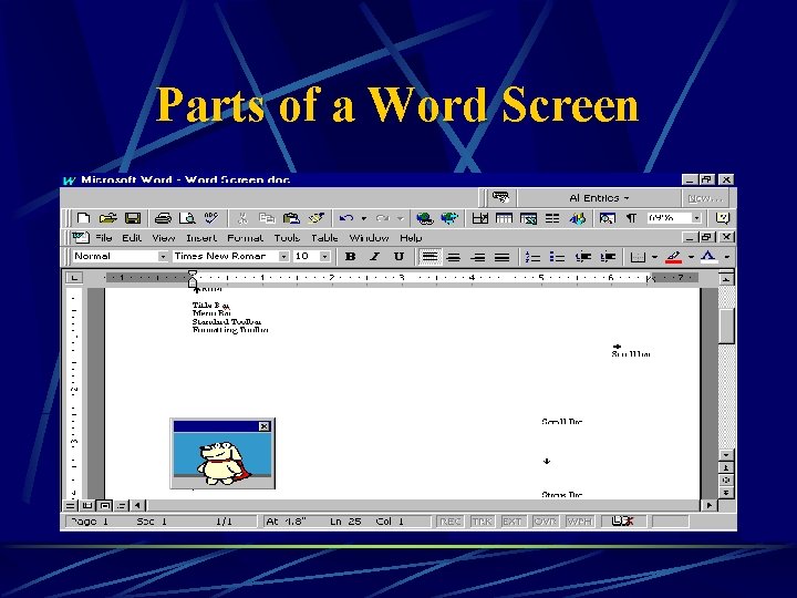 Parts of a Word Screen 