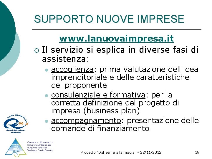 SUPPORTO NUOVE IMPRESE www. lanuovaimpresa. it ¡ Il servizio si esplica in diverse fasi