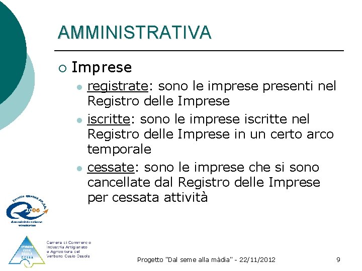 AMMINISTRATIVA ¡ Imprese l l l registrate: sono le impresenti nel Registro delle Imprese