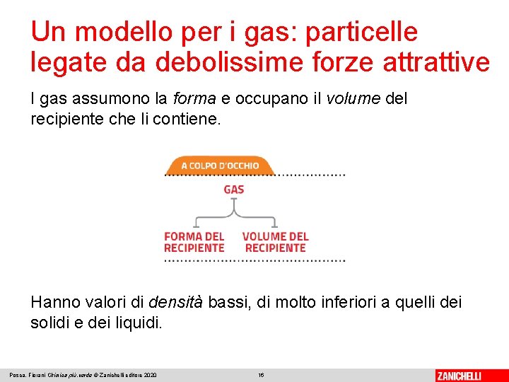 Un modello per i gas: particelle legate da debolissime forze attrattive I gas assumono
