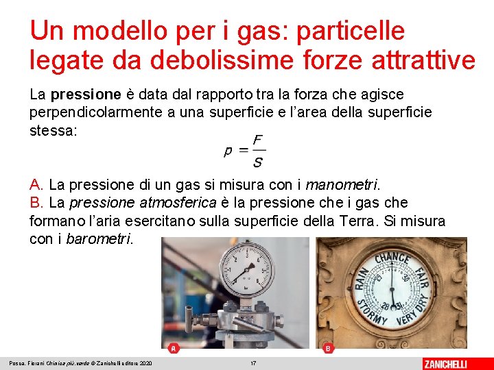 Un modello per i gas: particelle legate da debolissime forze attrattive La pressione è