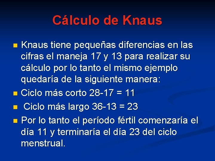 Cálculo de Knaus tiene pequeñas diferencias en las cifras el maneja 17 y 13