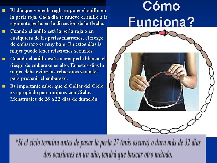 n n El día que viene la regla se pone el anillo en la