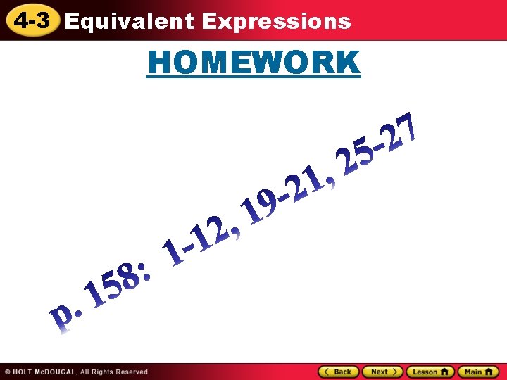 4 -3 Equivalent Expressions HOMEWORK 