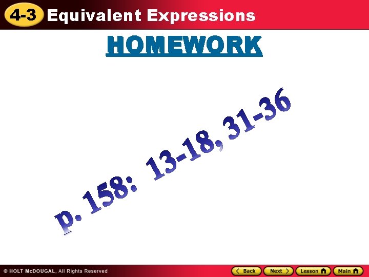 4 -3 Equivalent Expressions HOMEWORK 