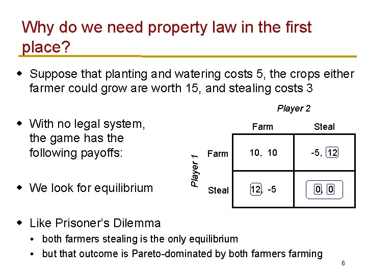 Why do we need property law in the first place? w Suppose that planting Why do we need property law in the first place? w Suppose that planting