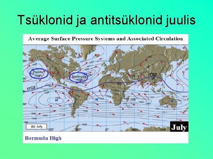 Tsüklonid ja antitsüklonid juulis 