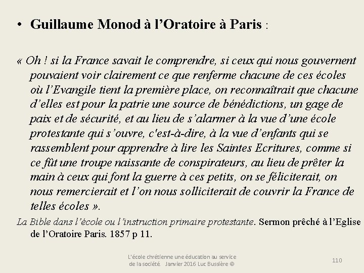  • Guillaume Monod à l’Oratoire à Paris : « Oh ! si la