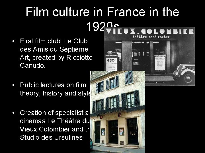 Film culture in France in the 1920 s • First film club, Le Club