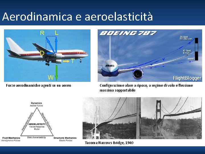 Aerodinamica e aeroelasticità Forze aerodinamiche agenti su un aereo Configurazione alare a riposo, a