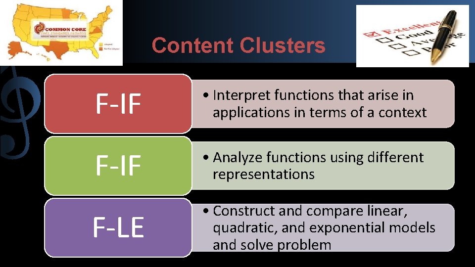 Content Clusters F-IF • Interpret functions that arise in applications in terms of a