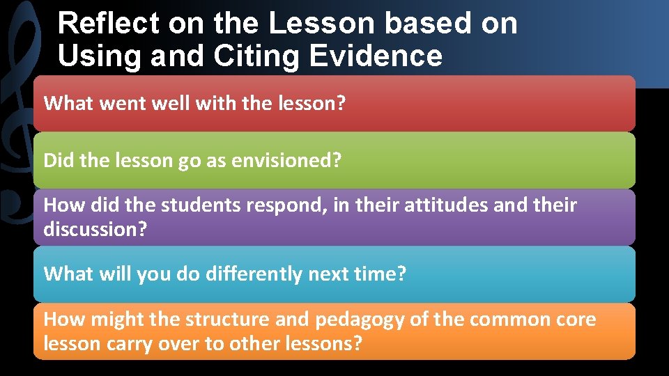 Reflect on the Lesson based on Using and Citing Evidence What went well with