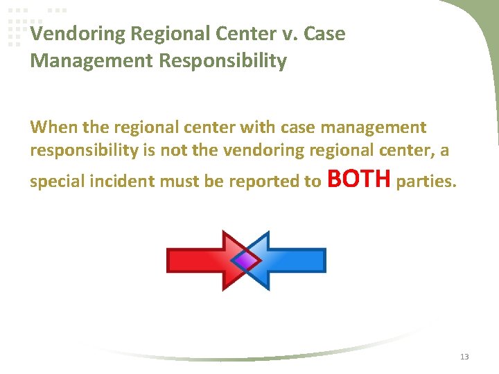 Vendoring Regional Center v. Case Management Responsibility When the regional center with case management