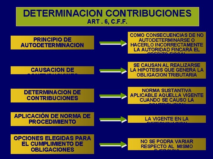 DETERMINACION CONTRIBUCIONES ART. 6, C. F. F. PRINCIPIO DE AUTODETERMINACION CAUSACION DE CONTRIBUCIONES DETERMINACION DETERMINACION CONTRIBUCIONES ART. 6, C. F. F. PRINCIPIO DE AUTODETERMINACION CAUSACION DE CONTRIBUCIONES DETERMINACION