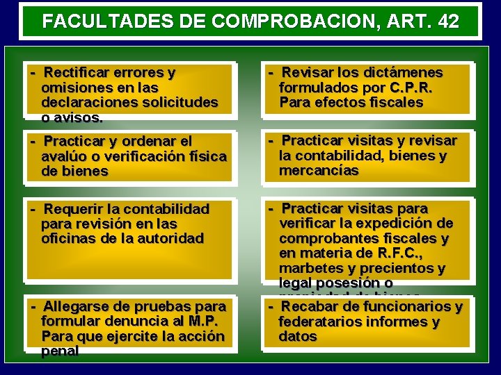 FACULTADES DE COMPROBACION, ART. 42 - Rectificar errores y omisiones en las declaraciones solicitudes