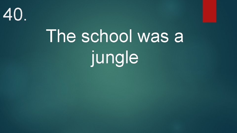 40. The school was a jungle 