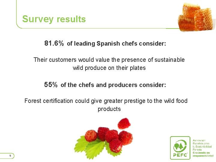 Survey results 81. 6% of leading Spanish chefs consider: Their customers would value the