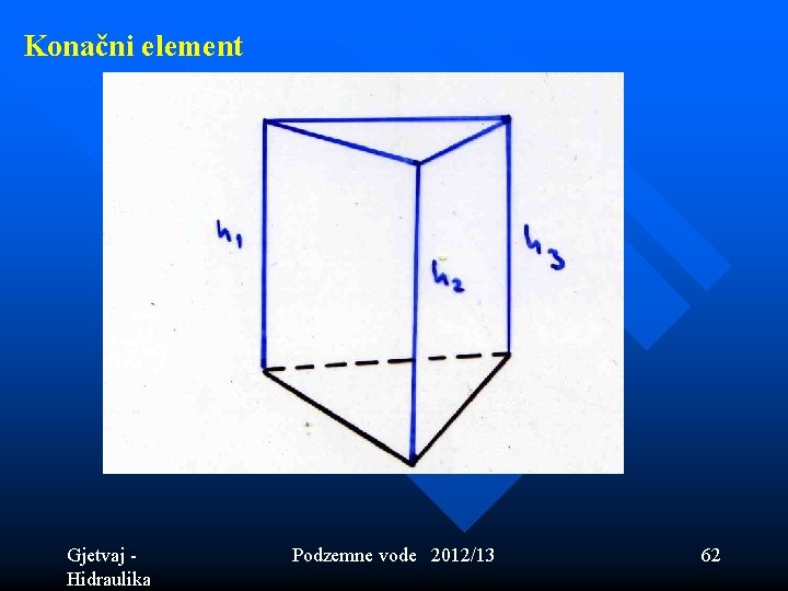 Konačni element Gjetvaj - Hidraulika Podzemne vode 2012/13 62 Konačni element Gjetvaj - Hidraulika Podzemne vode 2012/13 62