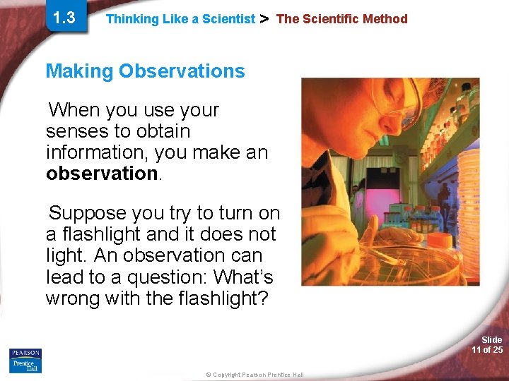 1. 3 Thinking Like a Scientist > The Scientific Method Making Observations When you