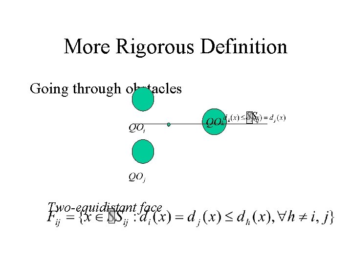 More Rigorous Definition Going through obstacles SSij Two-equidistant face 