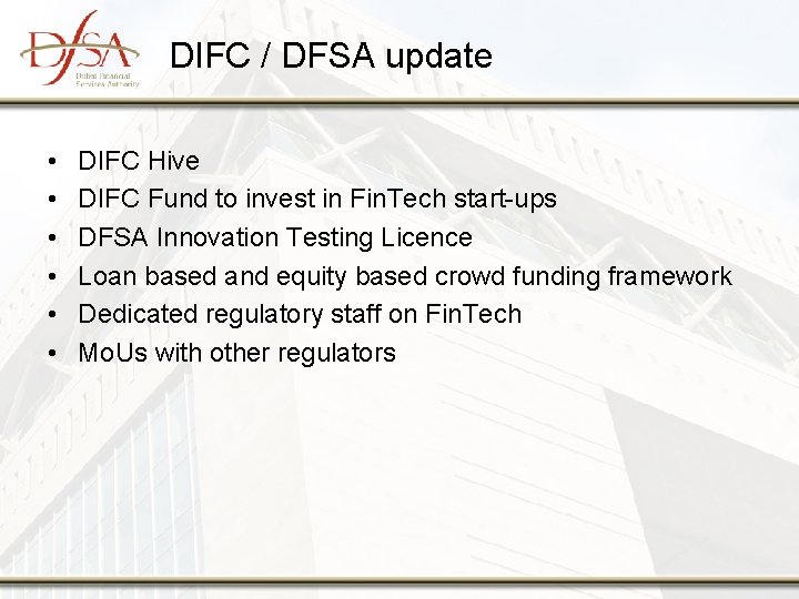 DIFC / DFSA update • • • DIFC Hive DIFC Fund to invest in