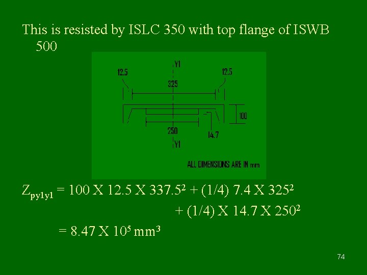This is resisted by ISLC 350 with top flange of ISWB 500 Zpy 1