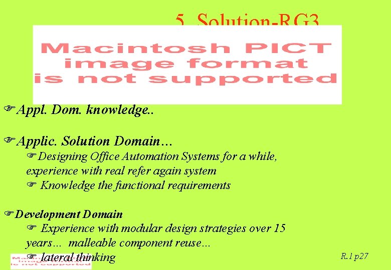 5. Solution-RG 3. . FAppl. Dom. knowledge. . FApplic. Solution Domain… FDesigning Office Automation