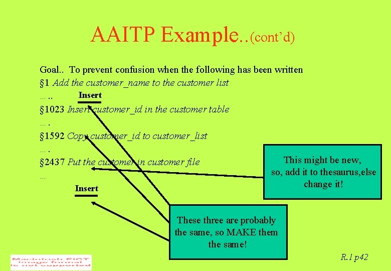 AAITP Example. . (cont’d) Goal. . To prevent confusion when the following has been