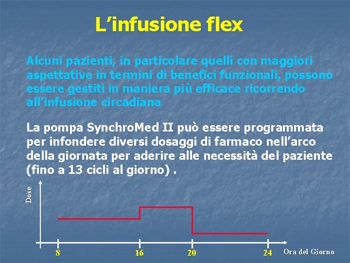 L’infusione flex Alcuni pazienti, in particolare quelli con maggiori aspettative in termini di benefici