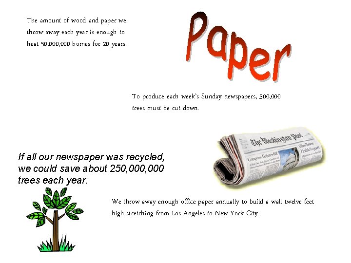 The amount of wood and paper we throw away each year is enough to