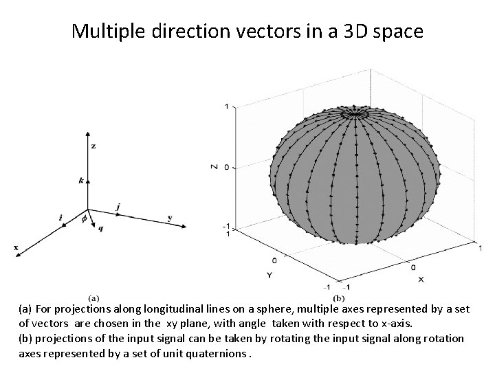 Multiple direction vectors in a 3 D space (a) For projections alongitudinal lines on