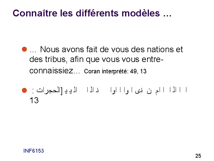 Connaître les différents modèles … l … Nous avons fait de vous des nations