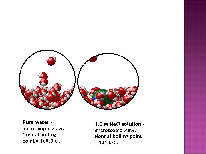 Pure water microscopic view. Normal boiling point = 100. 0 o. C. 1. 0