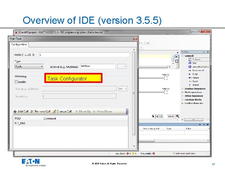 Overview of IDE (version 3. 5. 5) Task Configurator… © 2015 Eaton. All Rights