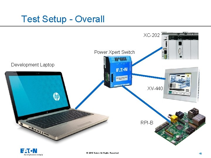 Test Setup - Overall XC-202 Power Xpert Switch Development Laptop XV-440 RPI-B © 2015