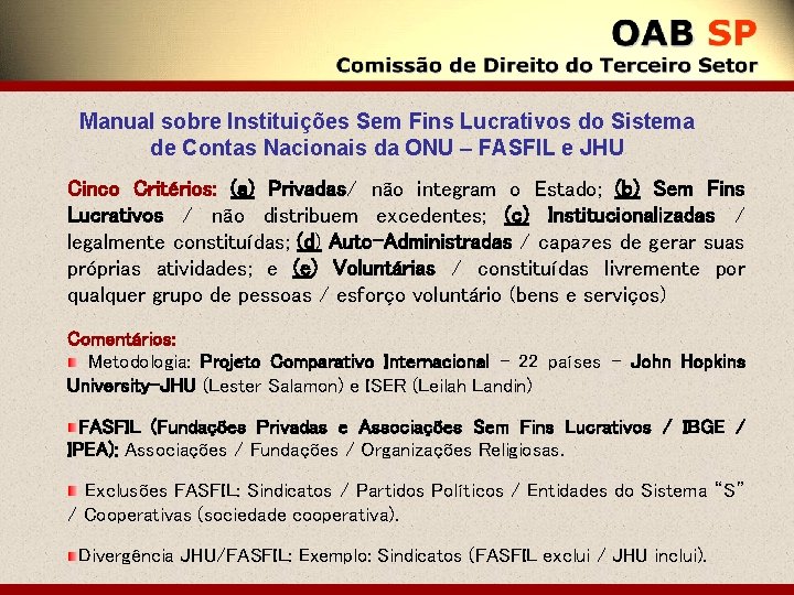 Manual sobre Instituições Sem Fins Lucrativos do Sistema de Contas Nacionais da ONU –