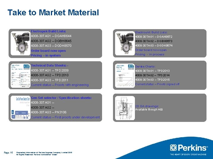Take to Market Material Electropak Build Lists: 4008 -30 TAG 1 – DGAH 8644
