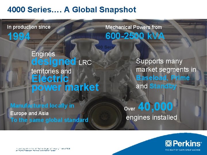 4000 Series…. A Global Snapshot In production since Mechanical Powers from 1994 600 -2500
