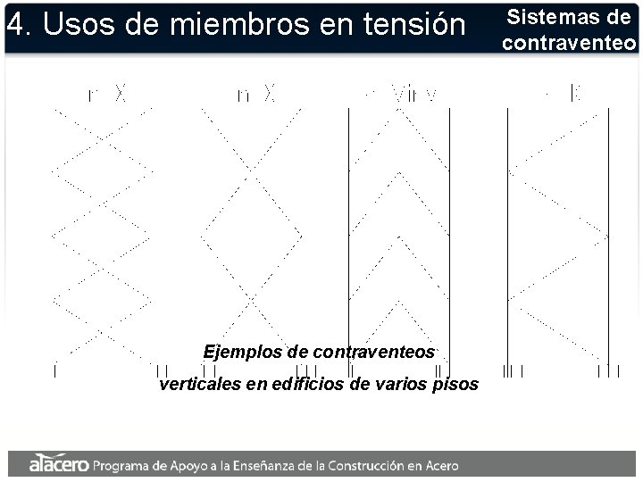 4. Usos de miembros en tensión Ejemplos de contraventeos verticales en edificios de varios